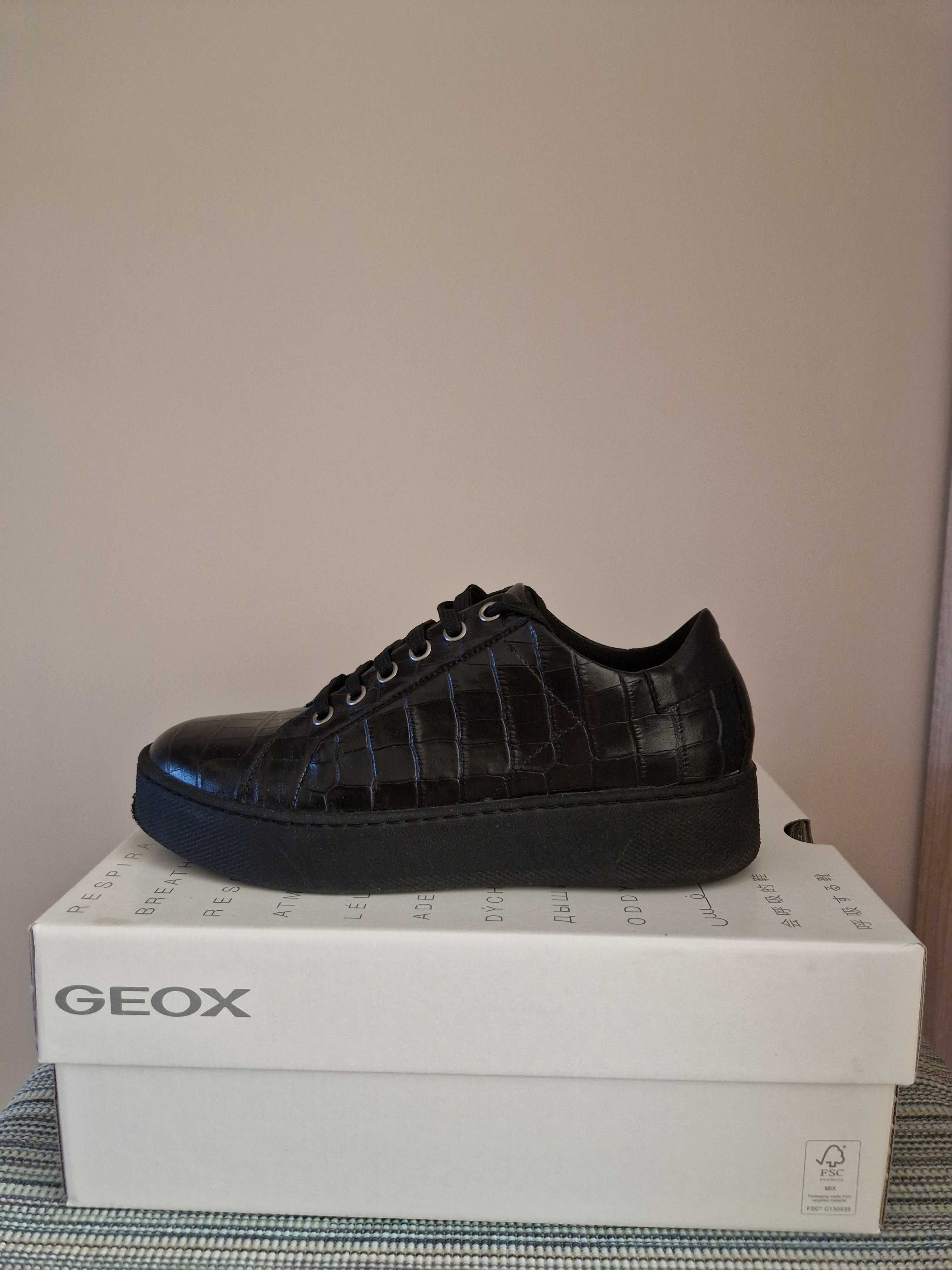 Sneakersy czarne skórzane GEOX 37