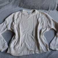 Sweter kremowy oversize 36 S bawełniany