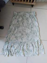Spódnica z falbaną we wzory midi zwiewna rozmiar 44 XXL na gumie