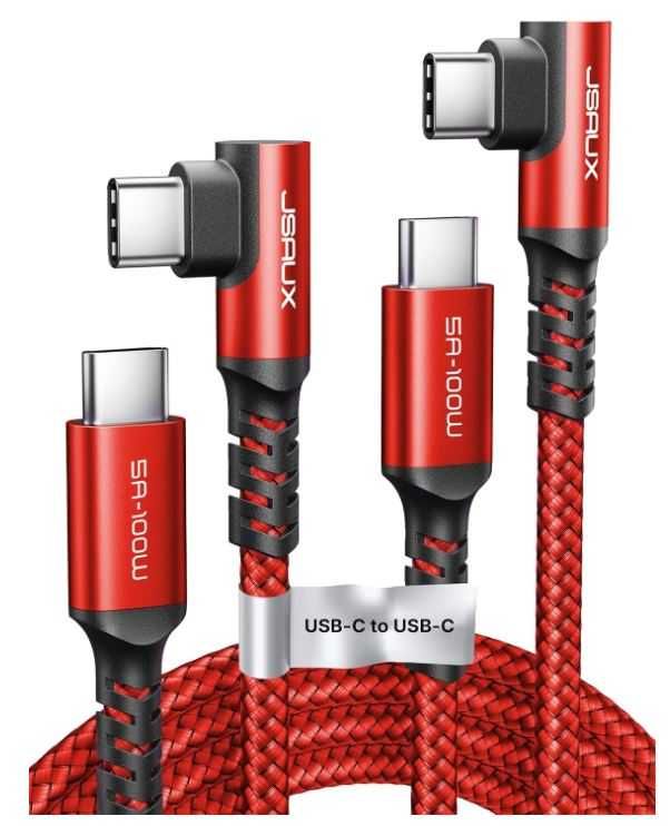 Kabel USB C na USB C 90 stopni w oplocie JSAUX 2m 2 sztuki
