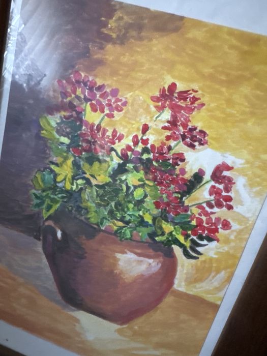 Akwarela sygnowana kwiaty rękodzieło do kolekcji