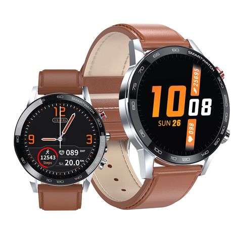Smartwatch L16 Zegarek Męski na brązowym pasku do Android iPhone