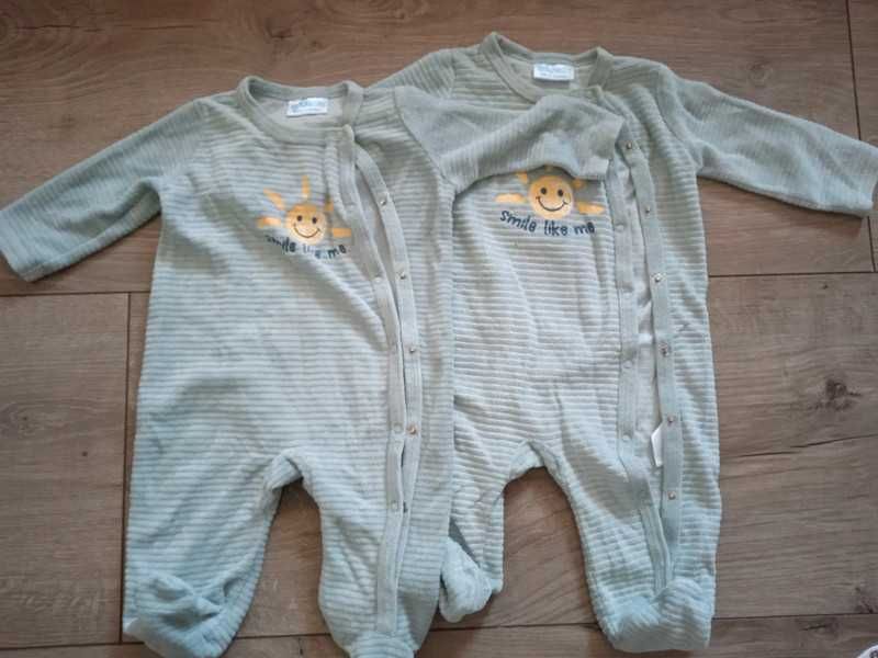 Ciepłe pajacyki dla bliźniaków, piżamki 62 i 68