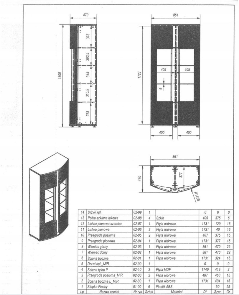 Szafa witryna czarna Michelle dąb viking design