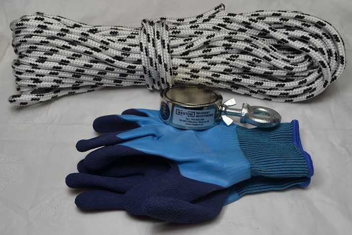 Magtom magnes neodymowy do poszukiwań F300Gold 600kg lina rękawice