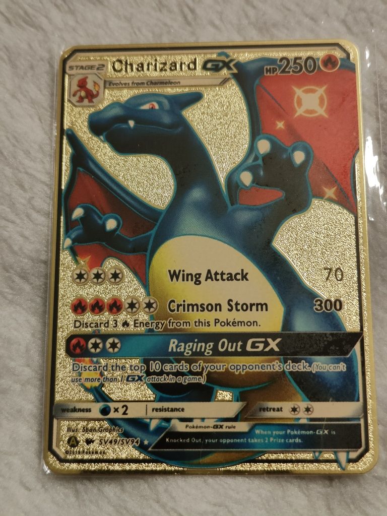 Karta Pokemon Metalowa Złota Charizard