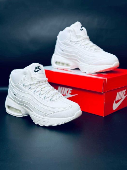 мужские зимние кроссовки найк белые на меху супер тёплые кросовки nike