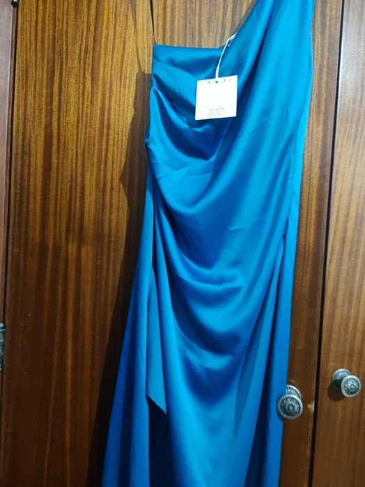 Vestido turquesa em cetim L