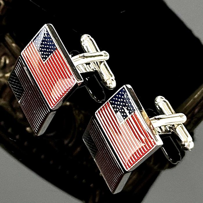 Srebrne spinki do koszuli, flaga Amerykańska projekt Manhattan
