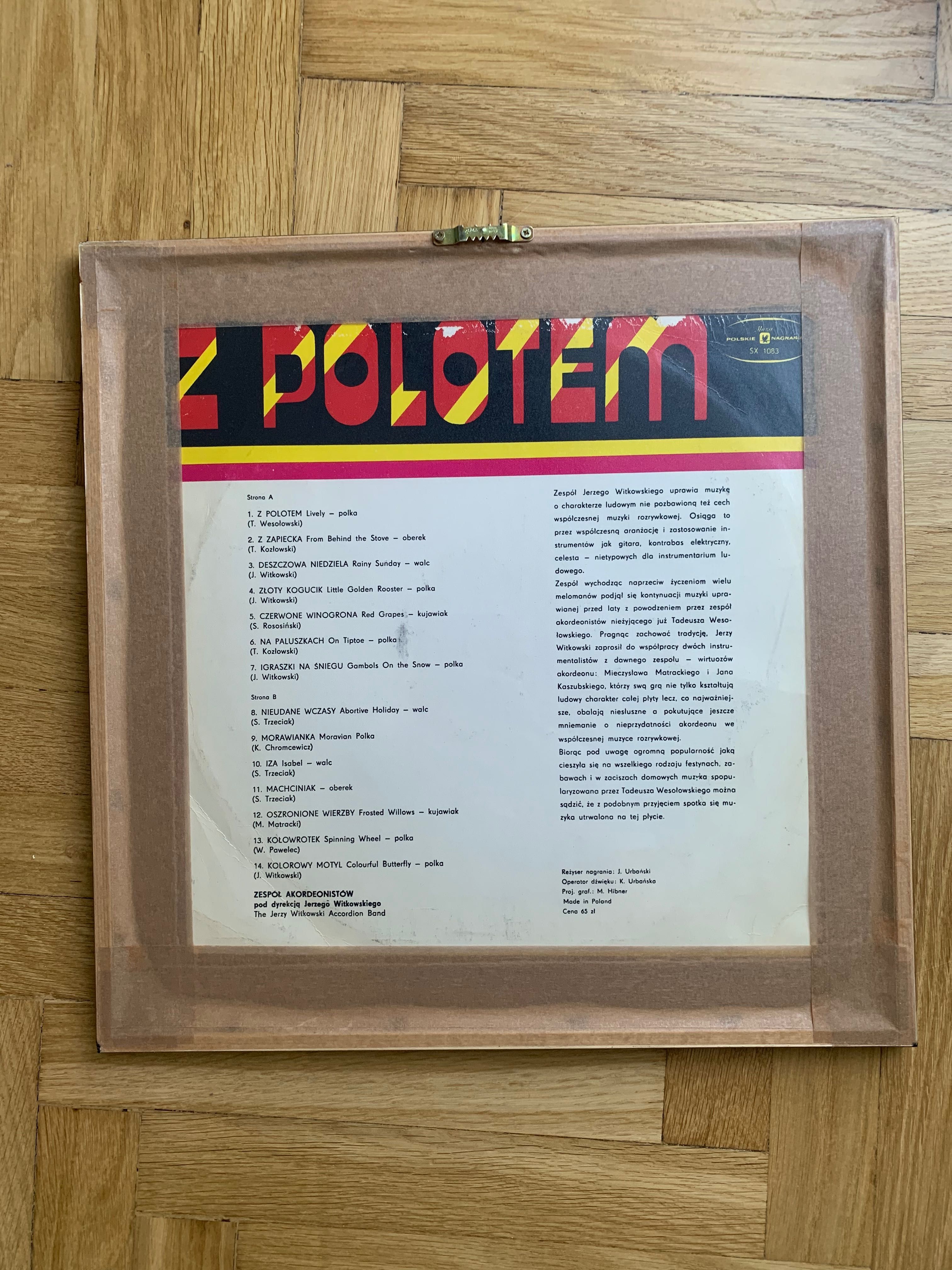 Plakat - oprawiona płyta gramofonowa zespołu akordeonistów „Z polotem”