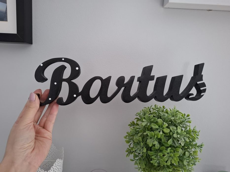 Dekoracja pokój drewniany napis Hand made imię Bartuś Bartek Bartosz