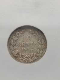 10 cents 1876r. Holandia Wilhelm III srebro slab