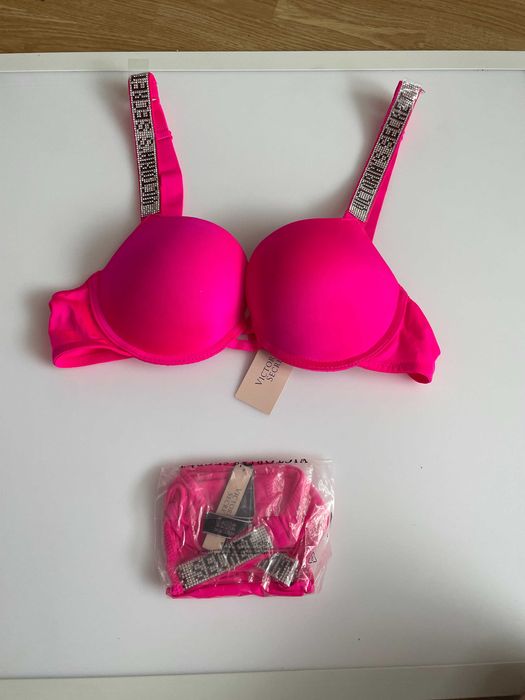 komplet bielizny victoria's secret neo pink v5 new 85B