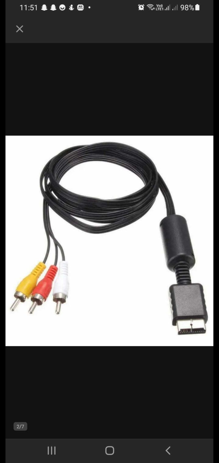 Kabel AV 3x CHINCH DO konsoliI SONY PS2/PS3