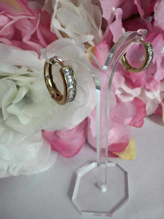 Kolczyki koła cyrkonia platerowane złotem 18k ze stali k946