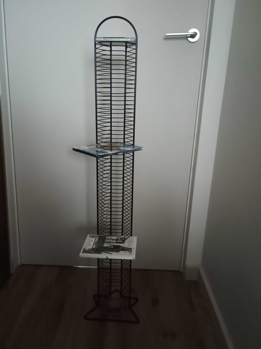 Retro stojak metalowy do przechowywania płyt DVD,CD, vintage,PRL, loft