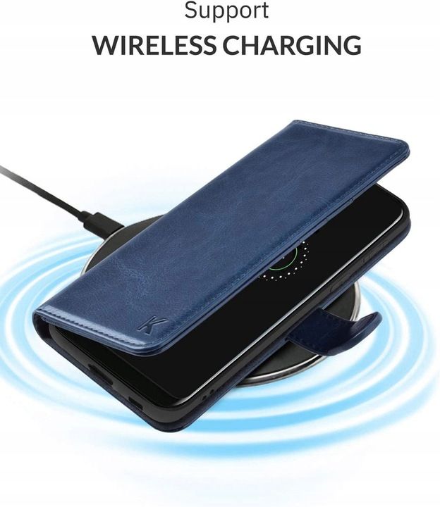 Etui z Klapką i Miejscem na Karty do Samsung Galaxy S21 Plus Granatowe