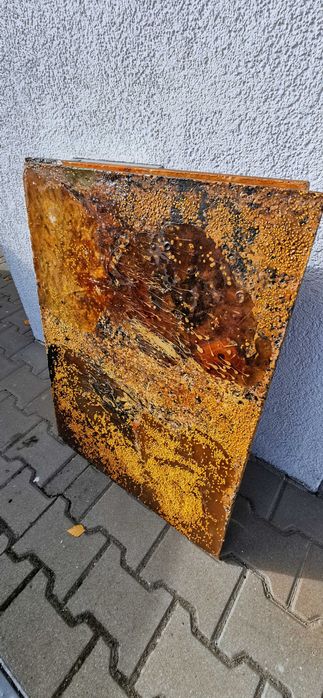 Obrazy strukturalne, żywica, Dania, lata 70, sygnowane, Vintage