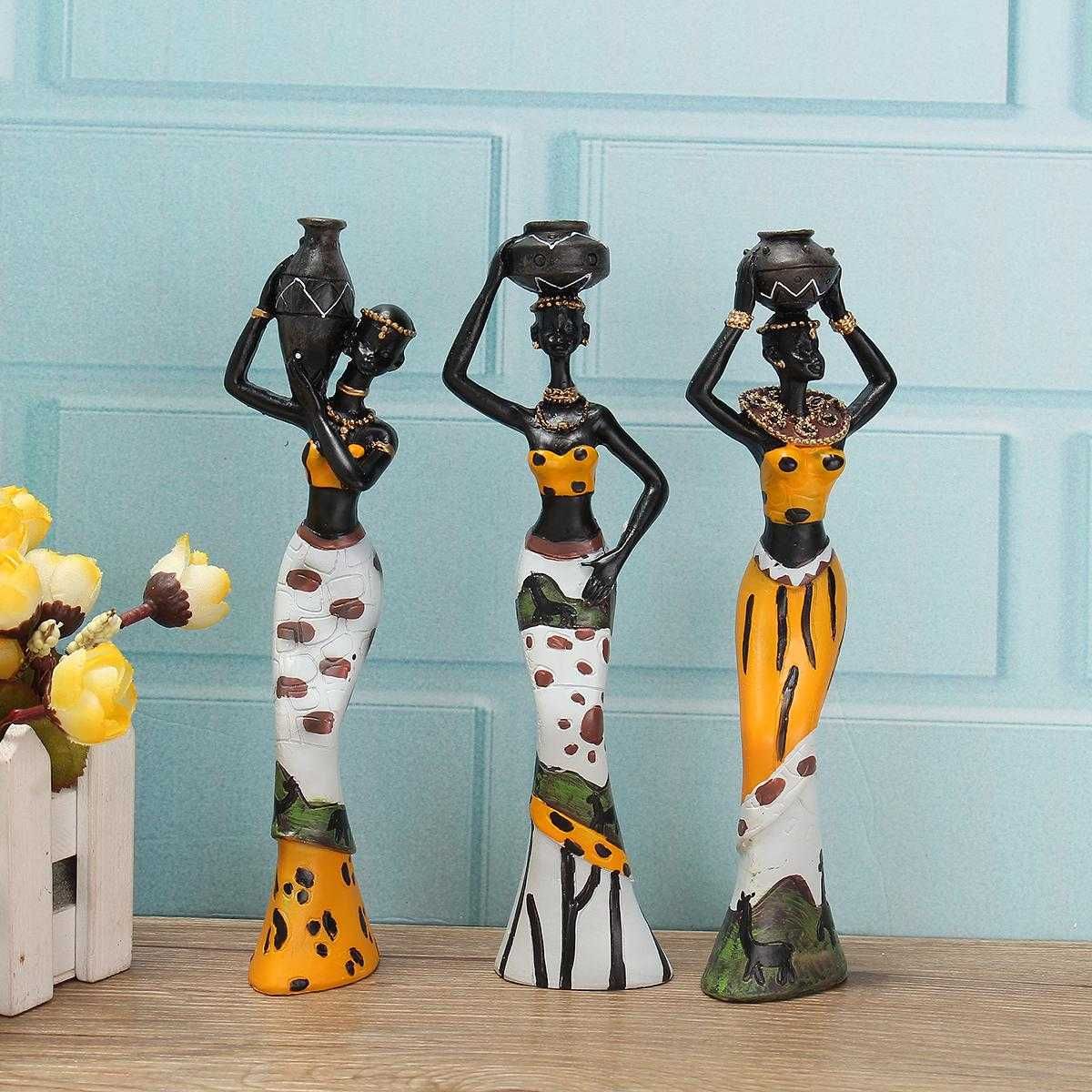 3 фигурки в африканском стиле для декора помещений