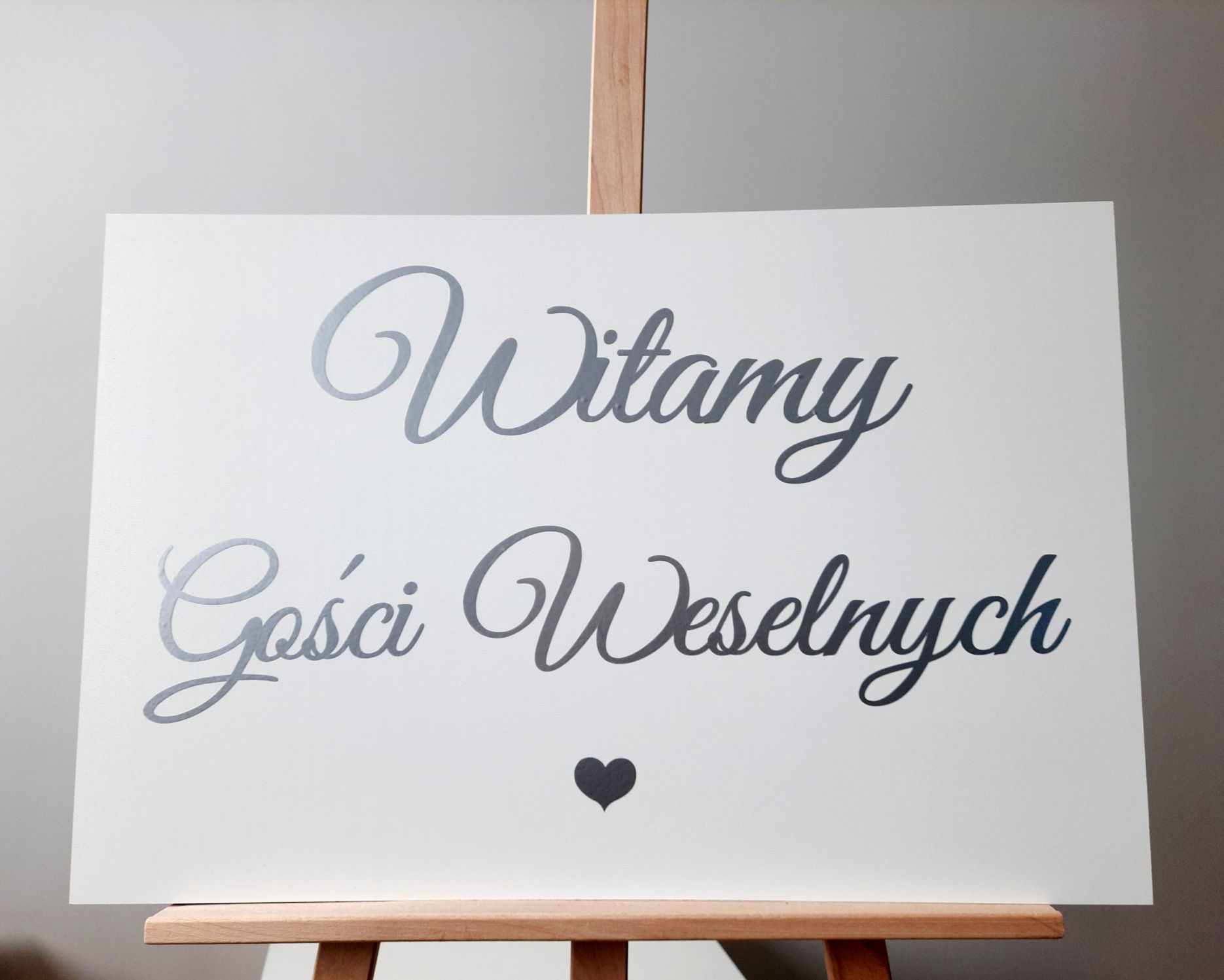 Tablica powitalna Witamy Gości Weselnych srebrny napis ślub