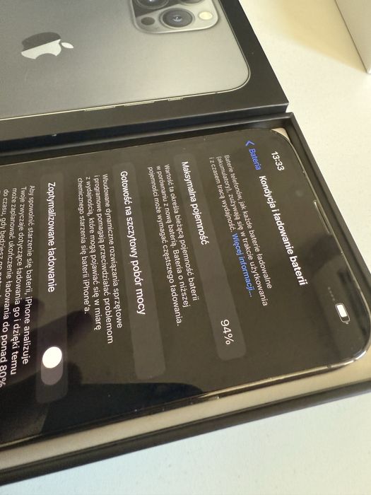 iPhone 13 Pro Max 128gb Grafit Idealny Oryg Bateria 94%