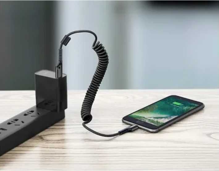 Kabel sprężynowy Baseus USB - USB typ C 1m Czarny