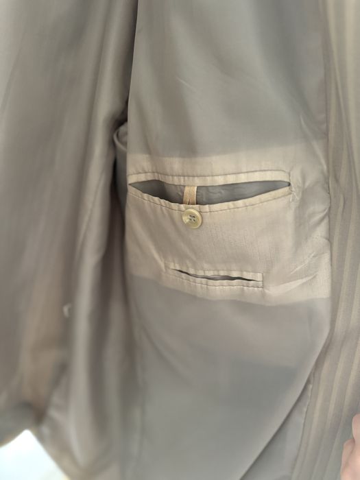 Marynarka solidna męska elegancka beżowa w paski XL XXL