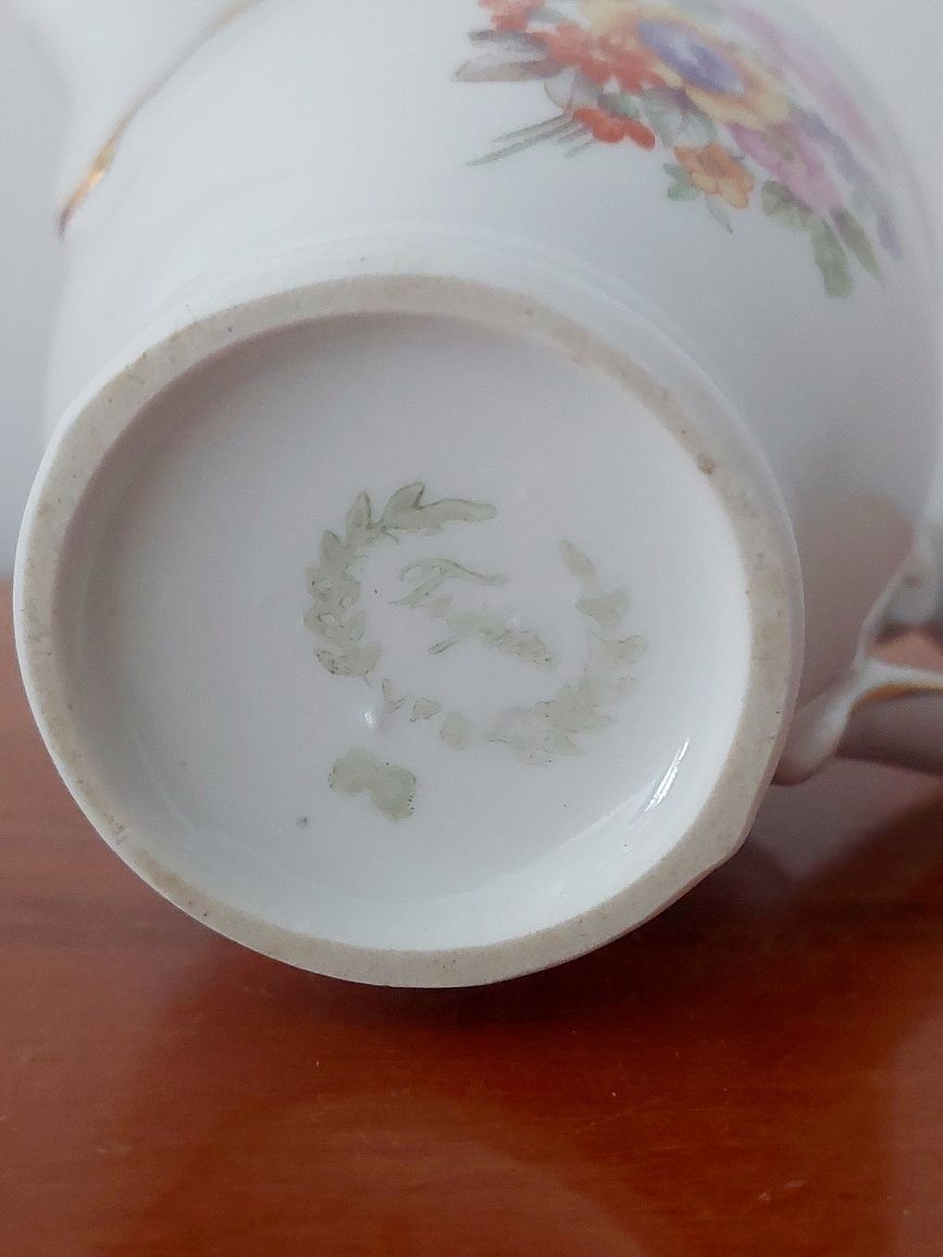 Dzbanek i mlecznik porcelana Triptis kwiaty wzór wiedeński