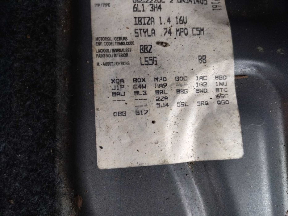 ibiza 1.4 BBZ L55G silnik pas zderzak  felga A1 r15 8X060`1027C