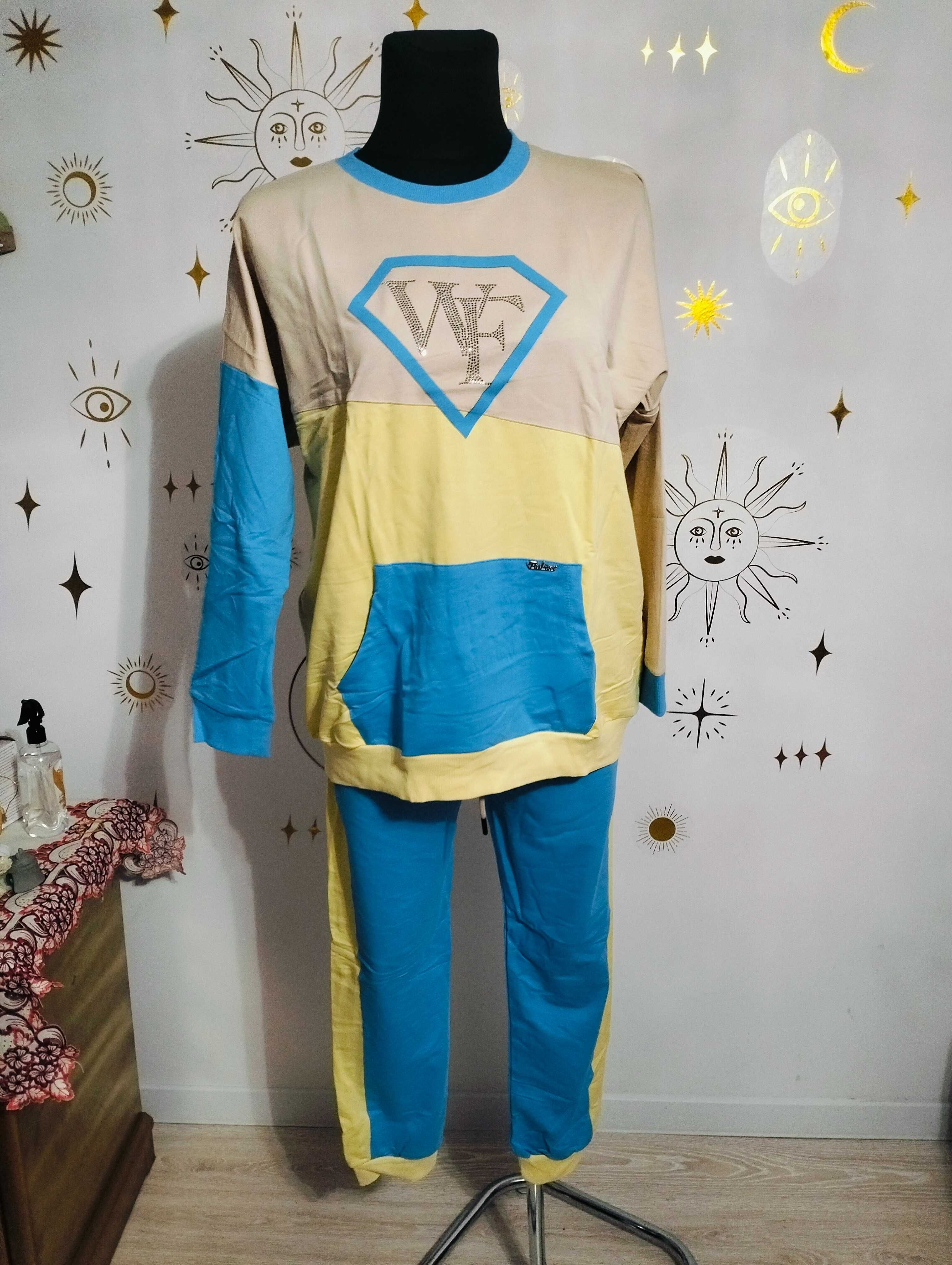 Wikiland 44 2XL Dres KOLOROWY pastelowy Diament Bluza +spodnie