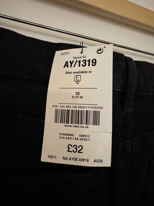 Jeansowa midi spódnica Next 10 38 M cekinowa metki jeans ołówkowa