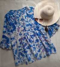 Pareo,narzutka na strój kąpielowy niebieski biały,fiolet