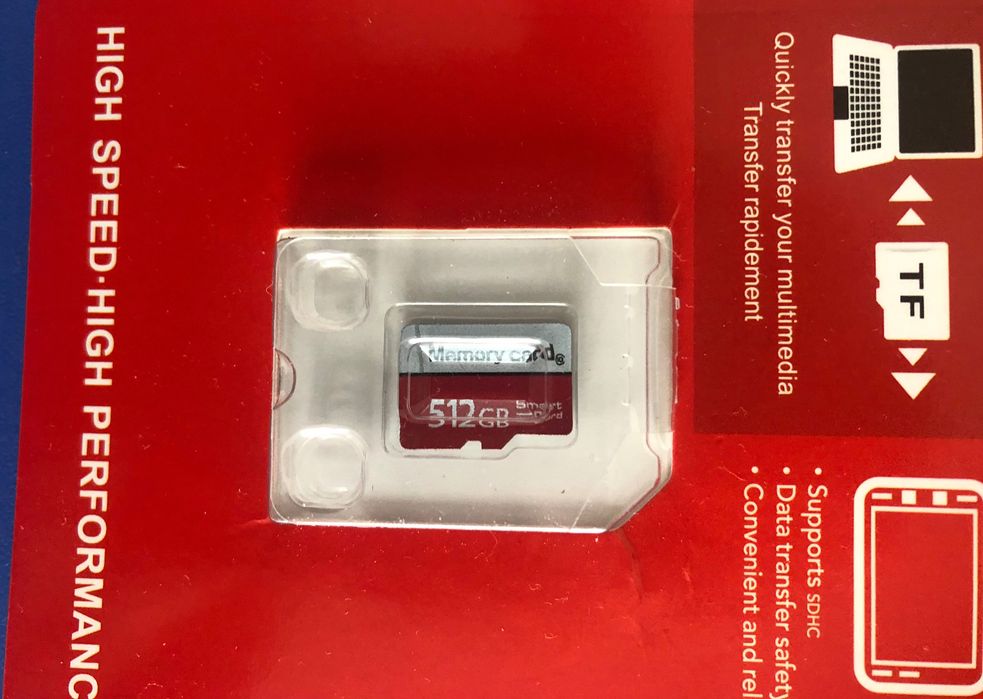 Карта памʼяті  MicroSD обʼємом 512 ГБ високошвидкісна стандарт SDHC