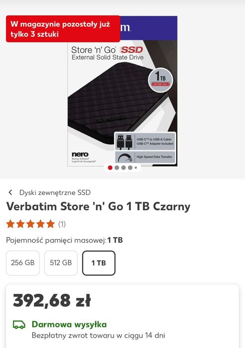 Портативний накопичувач Verbatim Store N Go 1 TB