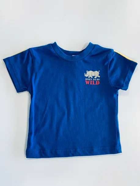 T-shirt dziecięcy niebieski nosorożec r.74