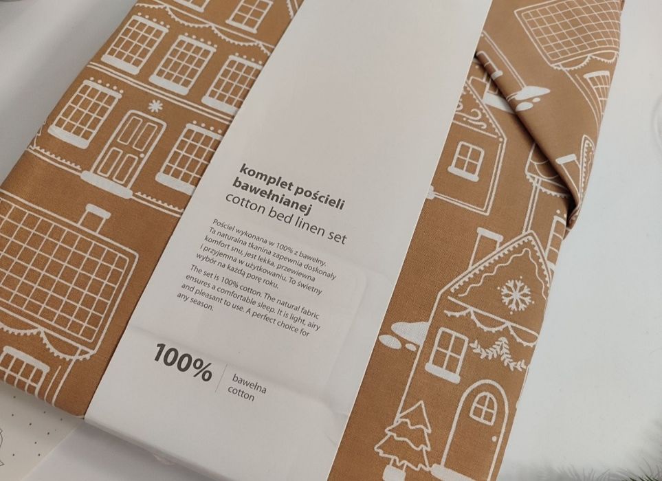 Pościel home&you hanning 100% bawełna kamieniczki 200x220 domki