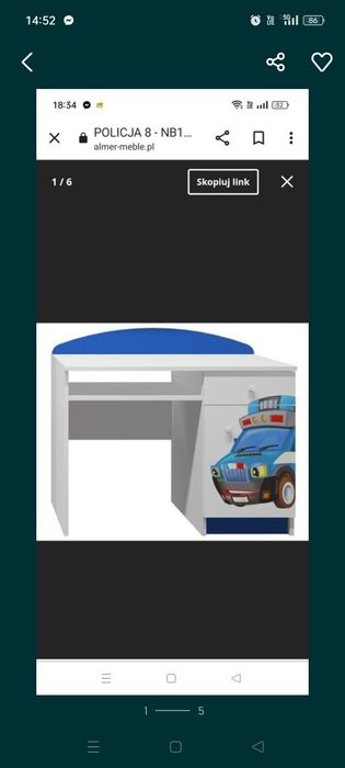 Biurko z nadrukiem policja