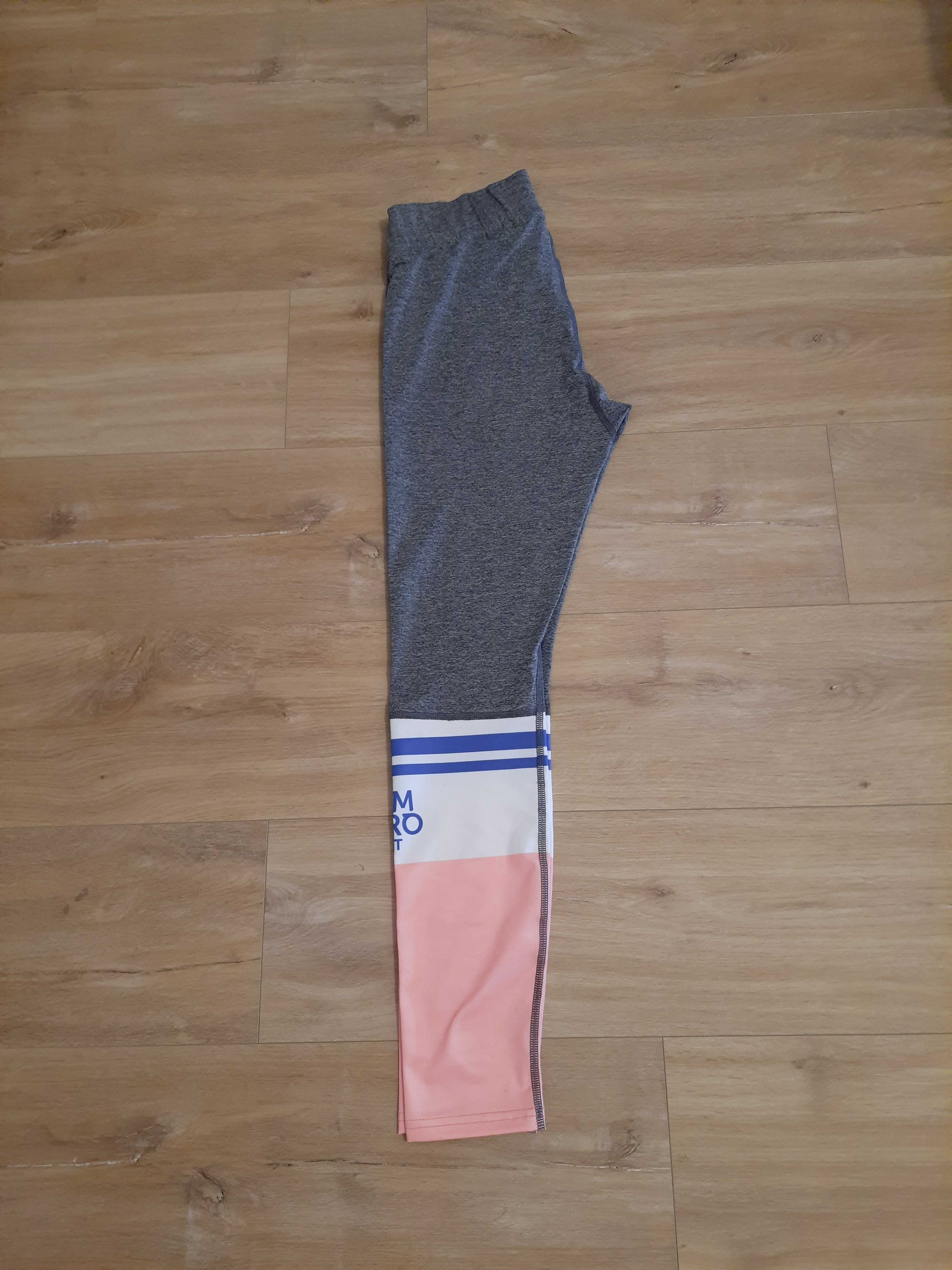 Gym Hero - NOWE Legginsy Grey Socks szaro różowe