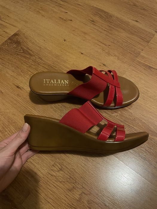 Buty na koturnie włoskie 26cm 40 czerwone