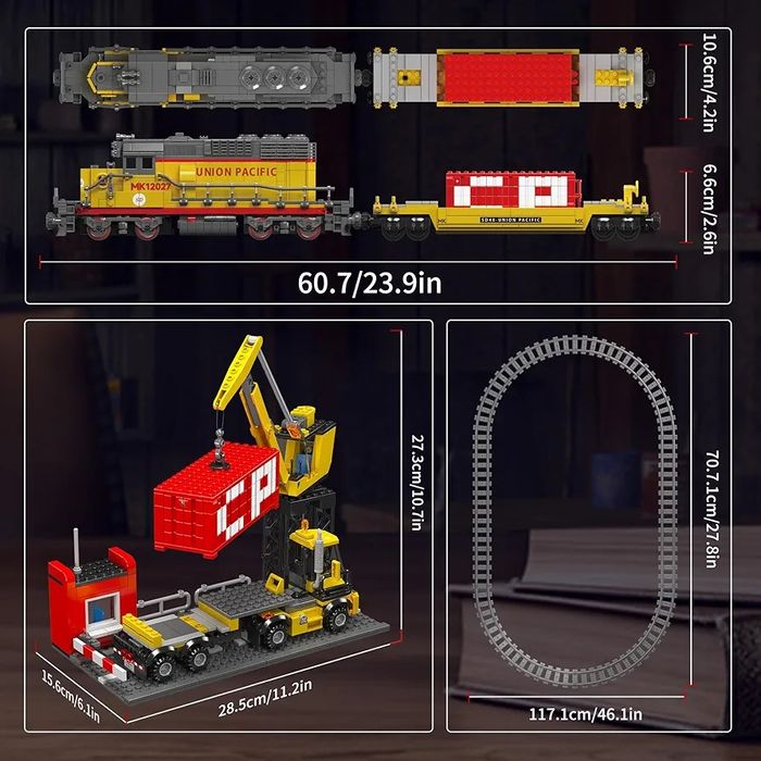 Mould King 12027 Lokomotywa SD40-2 RC 1170 Elementów z Silnikiem
