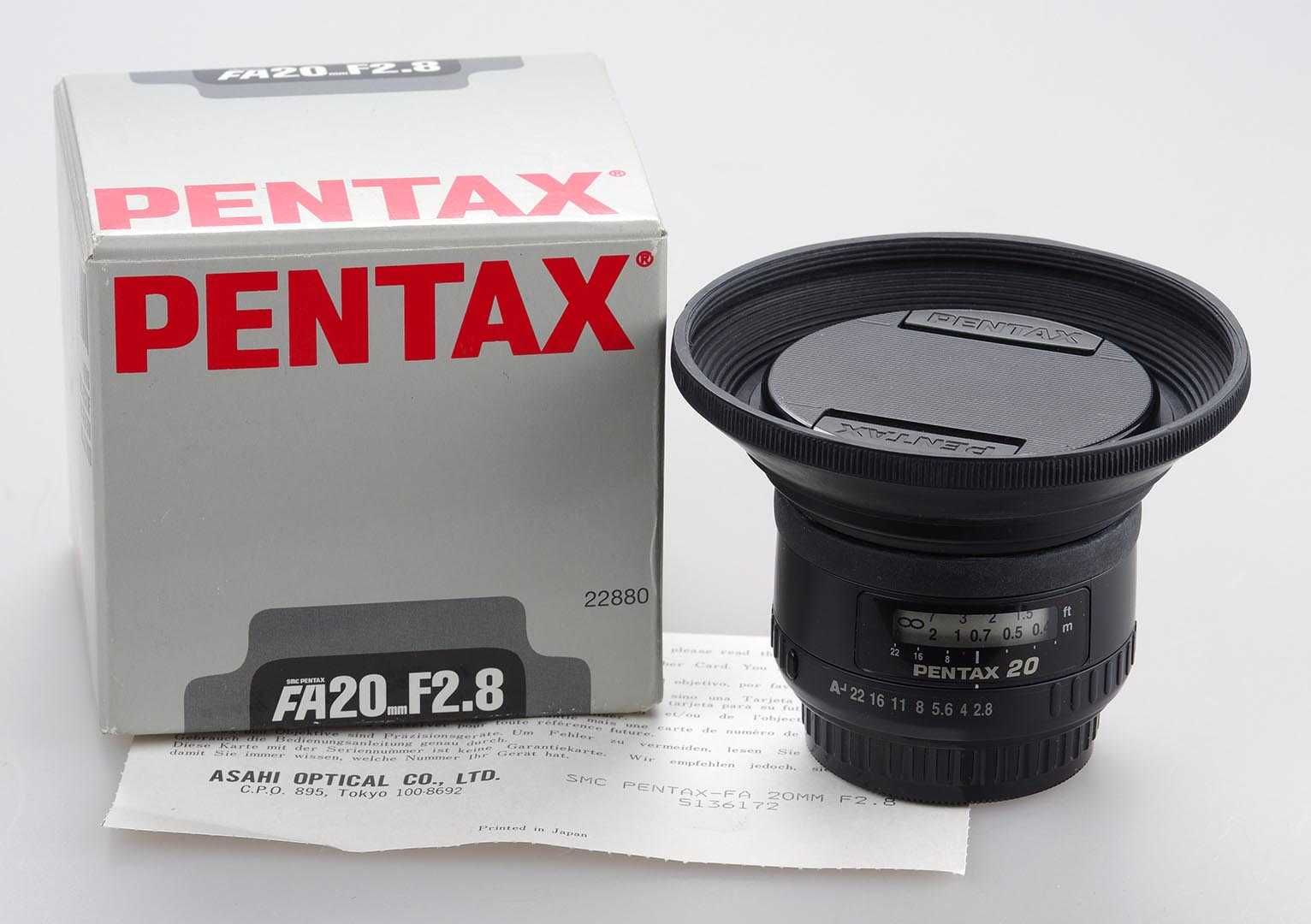 SMC Pentax FA 20/2,8 - повнокадровий ширококутник у відмінному стані