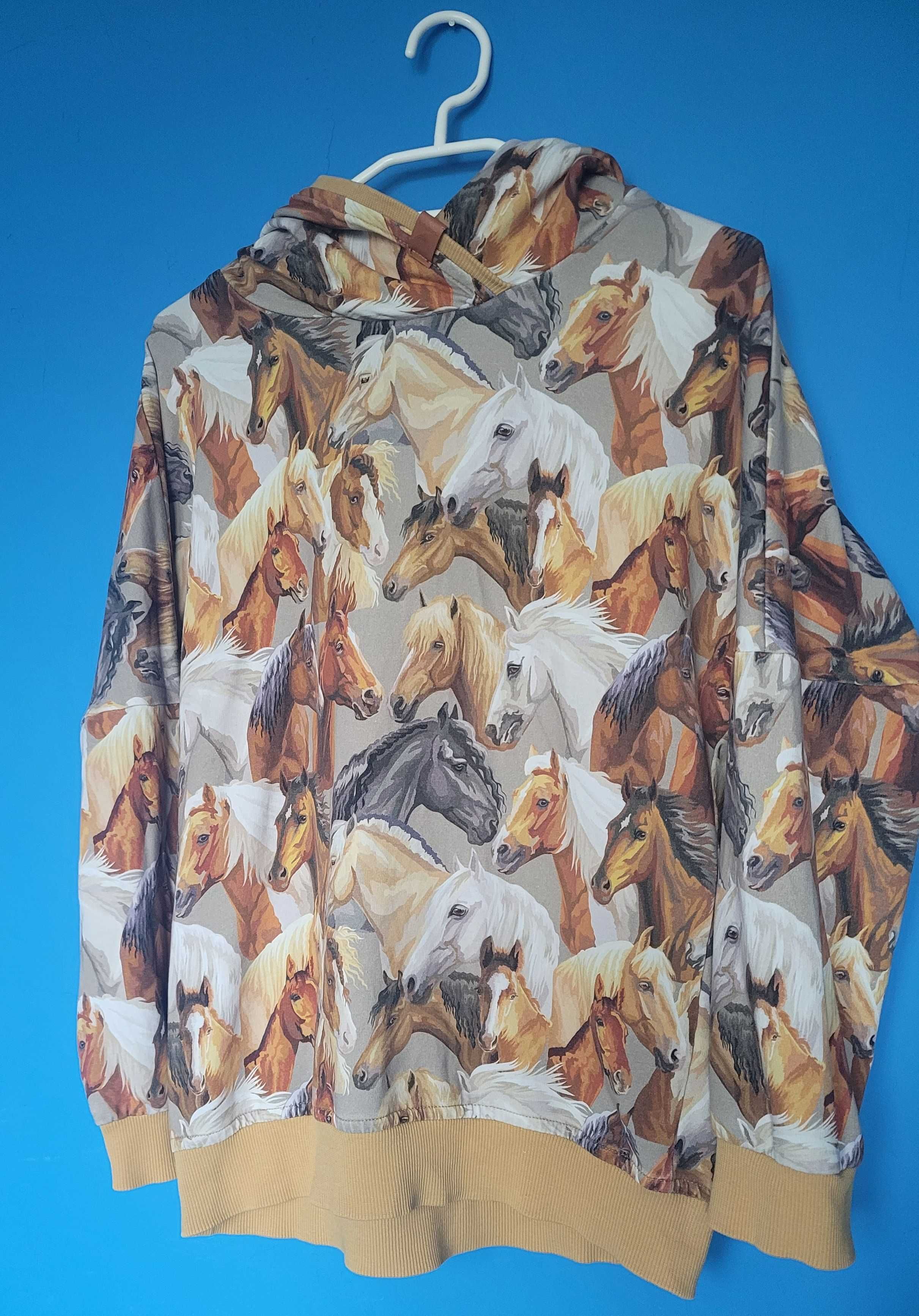bluza handmade konie malowane unisex scandi piękne nadruk boho unisex