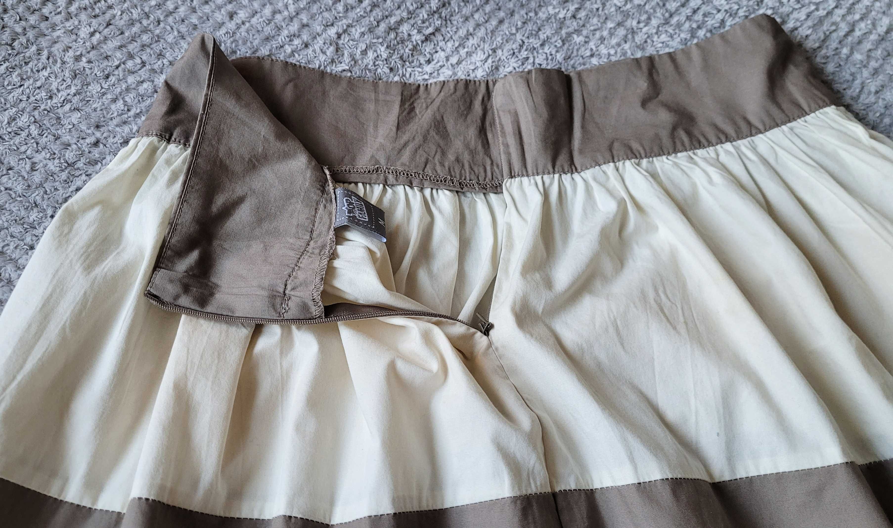 Bawełniana spódnica, krem i beż, rozmiar M