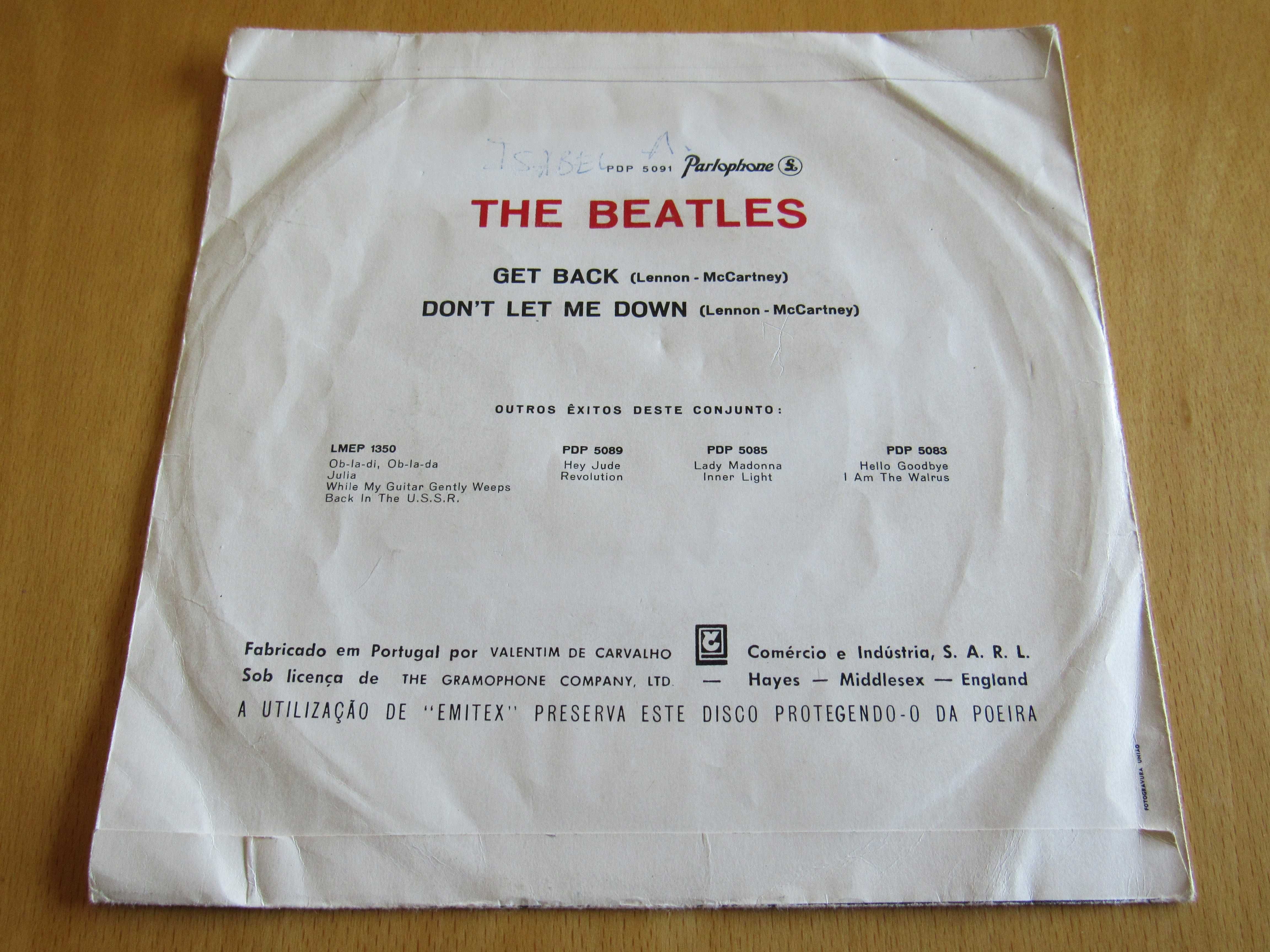 The Beatles "Get Back", Single, Portugal
