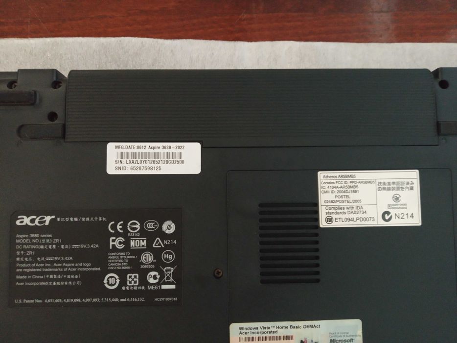 Продам ноутбук Acer aspire 3680, Intel Core 2 Duo T7400 2.16GHz