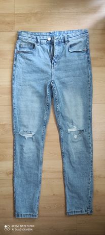 Spodnie jeansy denim Sinsay z wycięciem na kolanach r.38