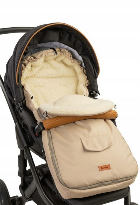 Śpiworek wełna - cappucino do wózka 95x40)