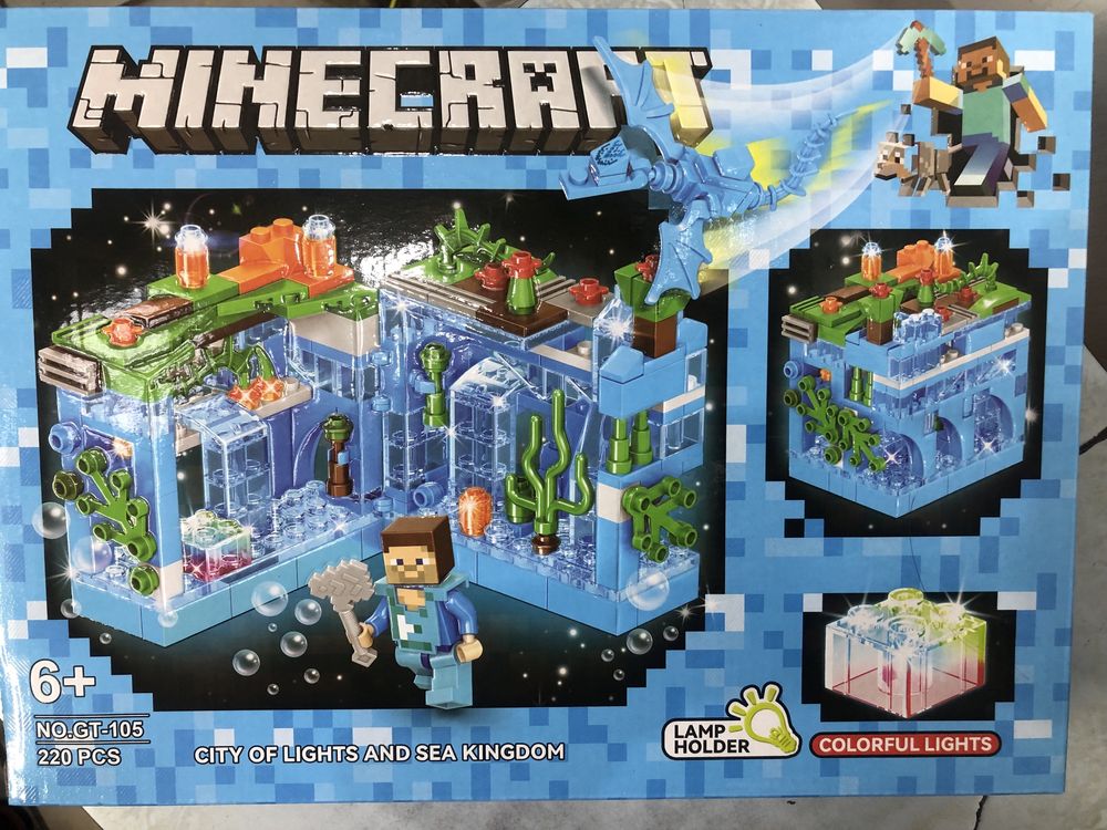 Конструктор Майнкрафт Minecraft, 220 дет., дракон, світло