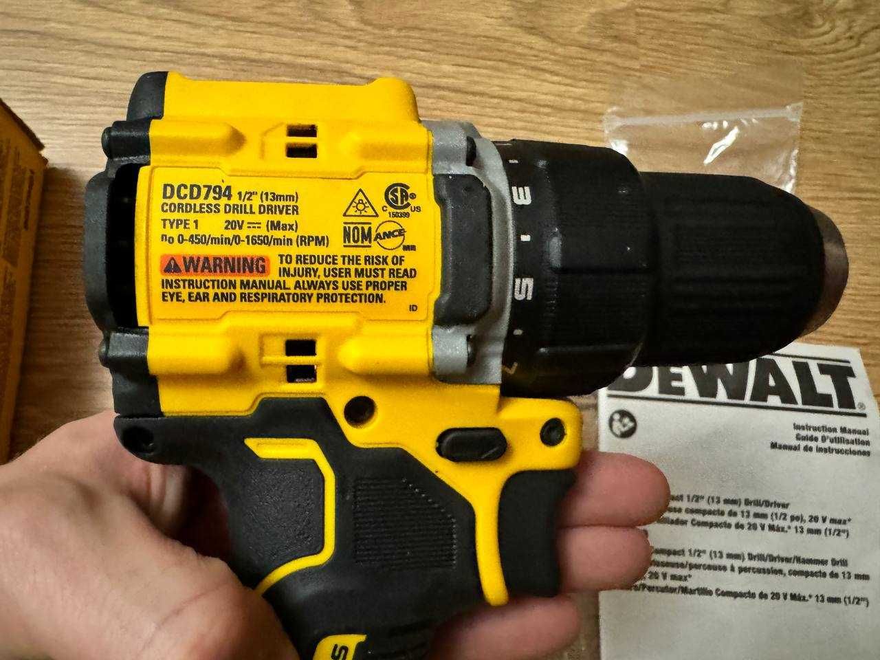 Новий Оригінальний безщітковий шуруповерт Dewalt DCD794 20В Atomic