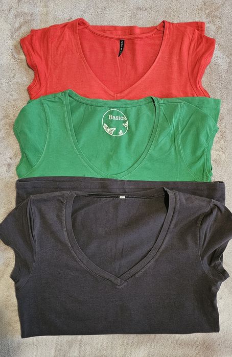 Zestaw 3 bluzki, koszulki z dekoltem